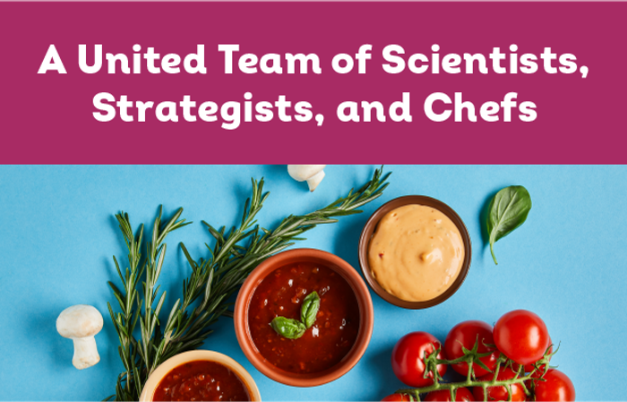 A product design team at CuliNEX blending culinary arts and food science for client success.