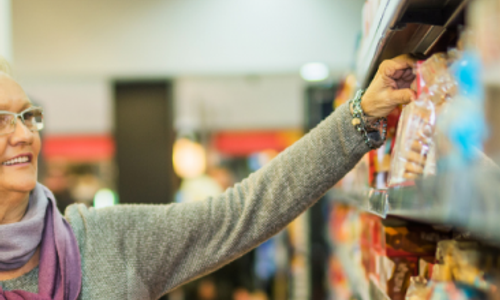 Woman in store looking at shelf